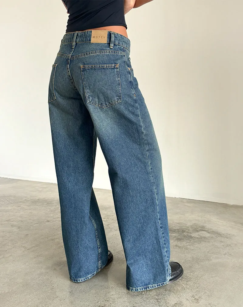 Roomy Extra Wide Low Rise Jeans in Bright Blue