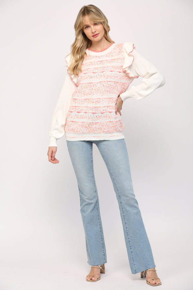 Ruffle Long Sleeve Knitted Top