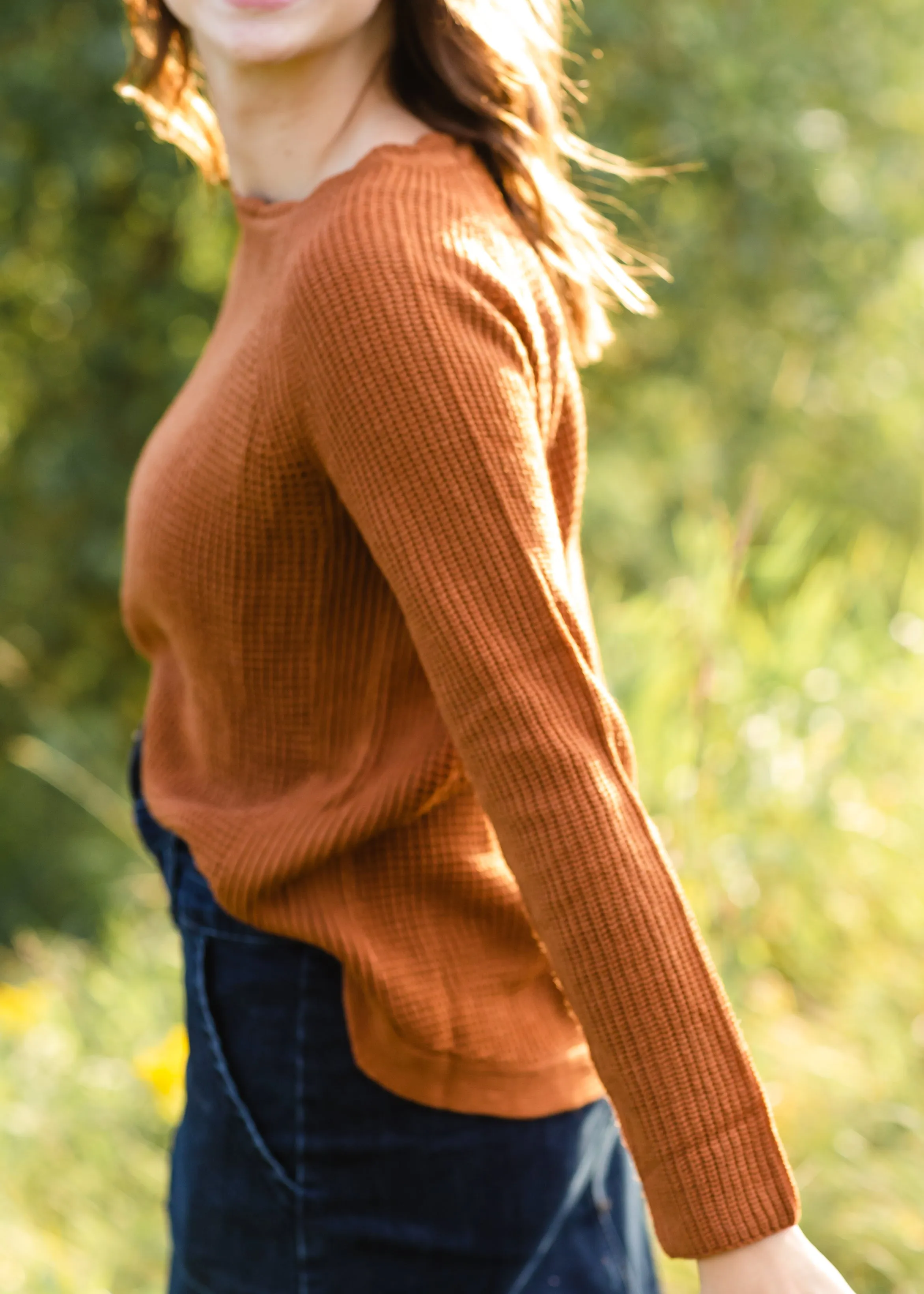 Rust Knit Crocheted Sweater