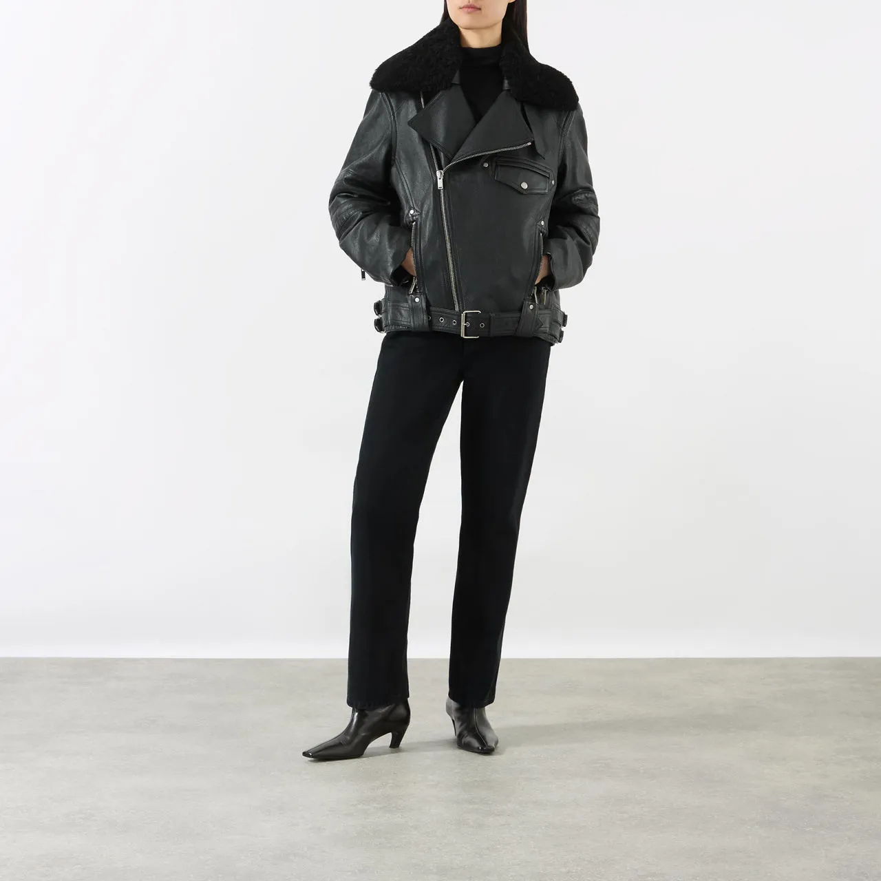 SAINT LAURENT Biker Leather Jacket - Noir