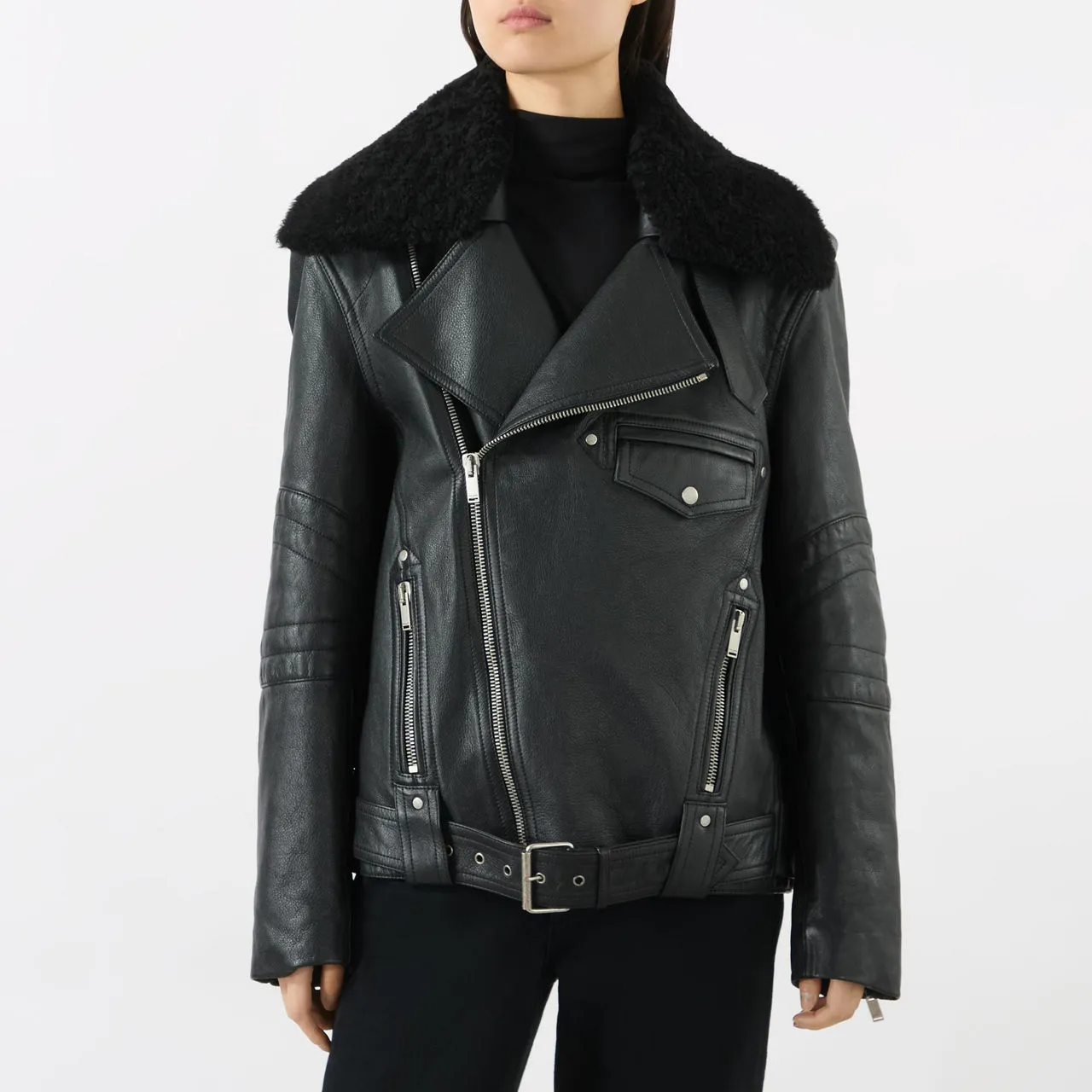 SAINT LAURENT Biker Leather Jacket - Noir