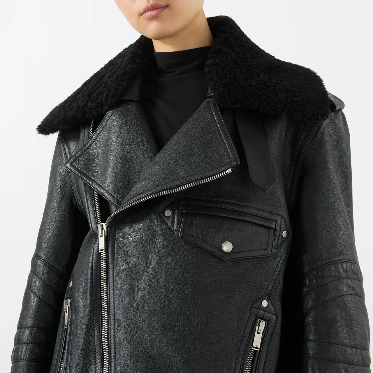 SAINT LAURENT Biker Leather Jacket - Noir