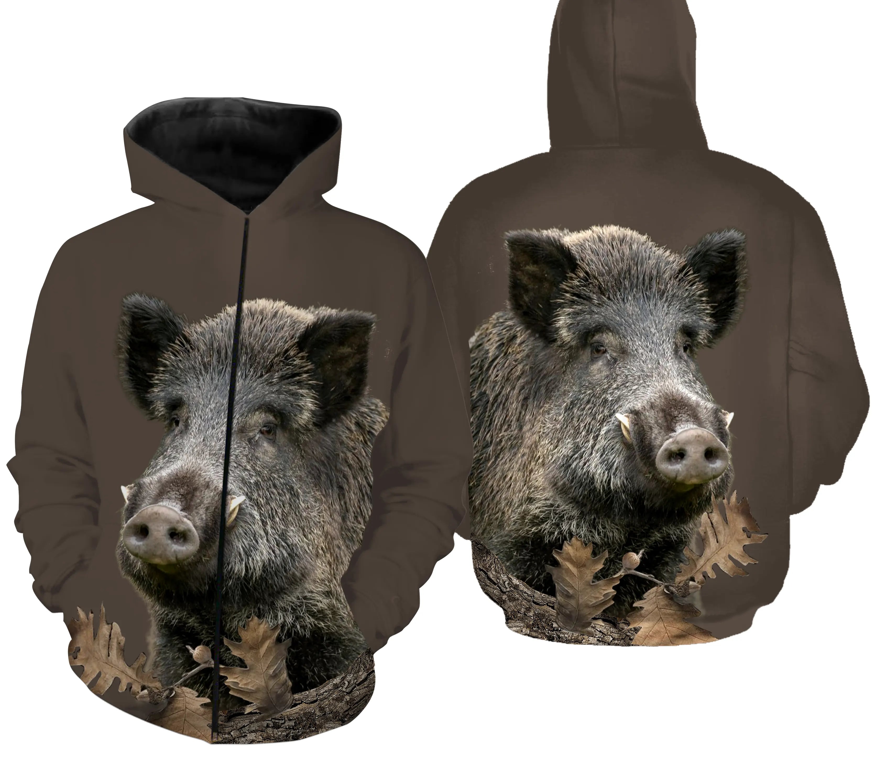 Sanglier, Tee shirt Chasseur, Marron Forêt, Chasse aux Sangliers - CTS22032203_2