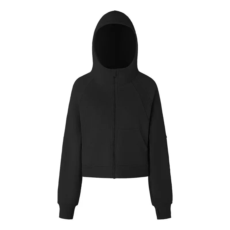 Scuba Warm Plush Zippered Hooded Sports Jacket Loose Yoga Suit Casual Fashion Sweater