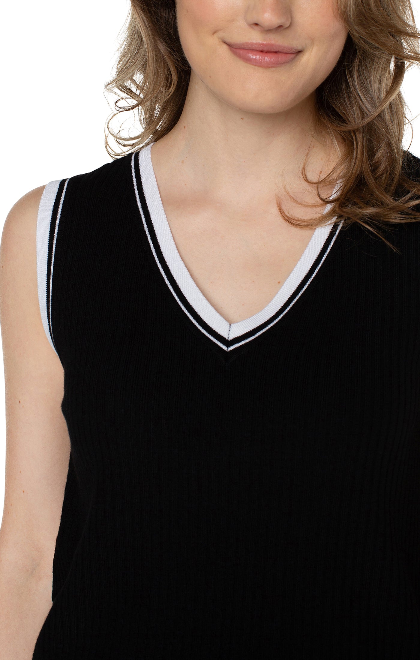 Sleeveless V-Neck Light Weight Sweater-Liverpool