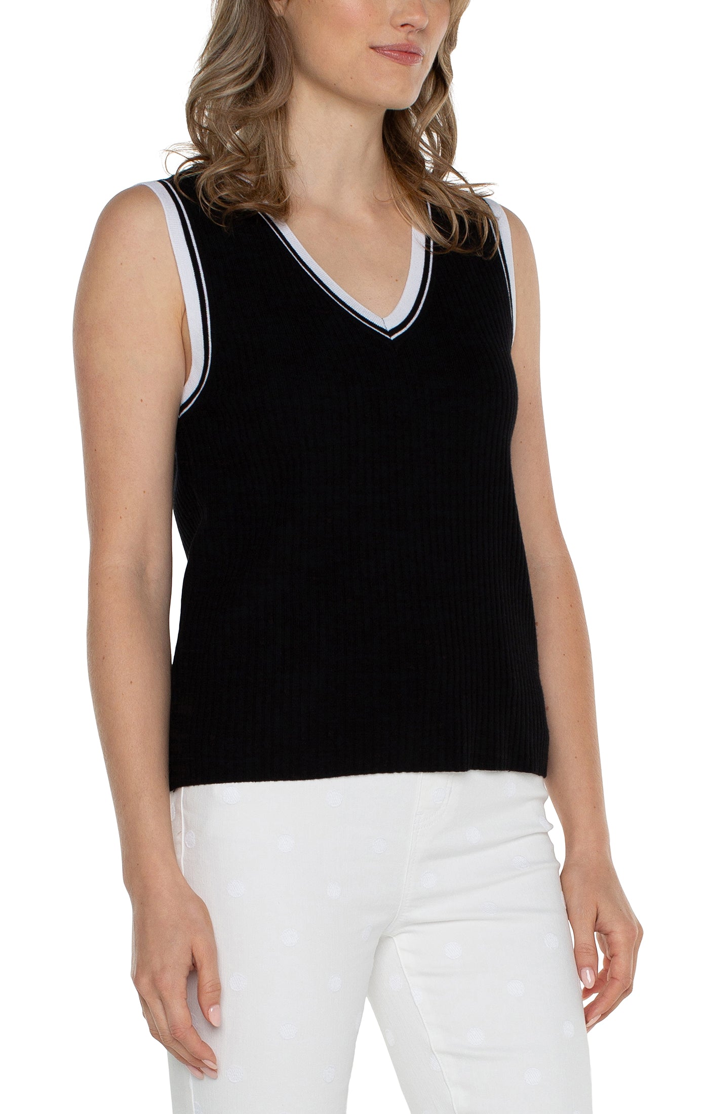 Sleeveless V-Neck Light Weight Sweater-Liverpool