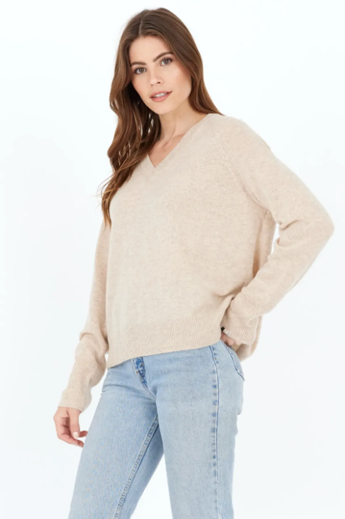 Sloane V-Neck Sweater - Oatmeal