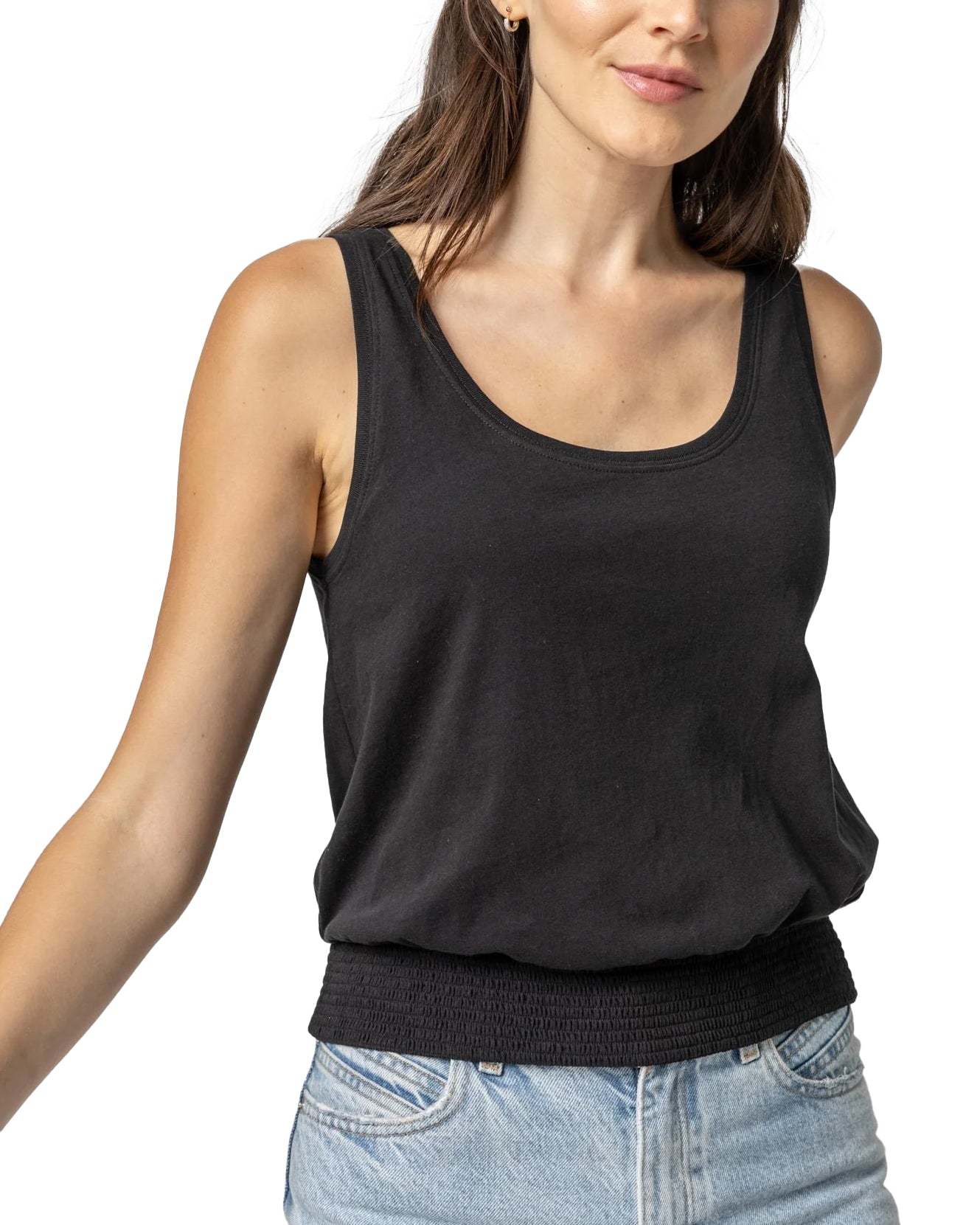 Smocked Hem Tank (Black)