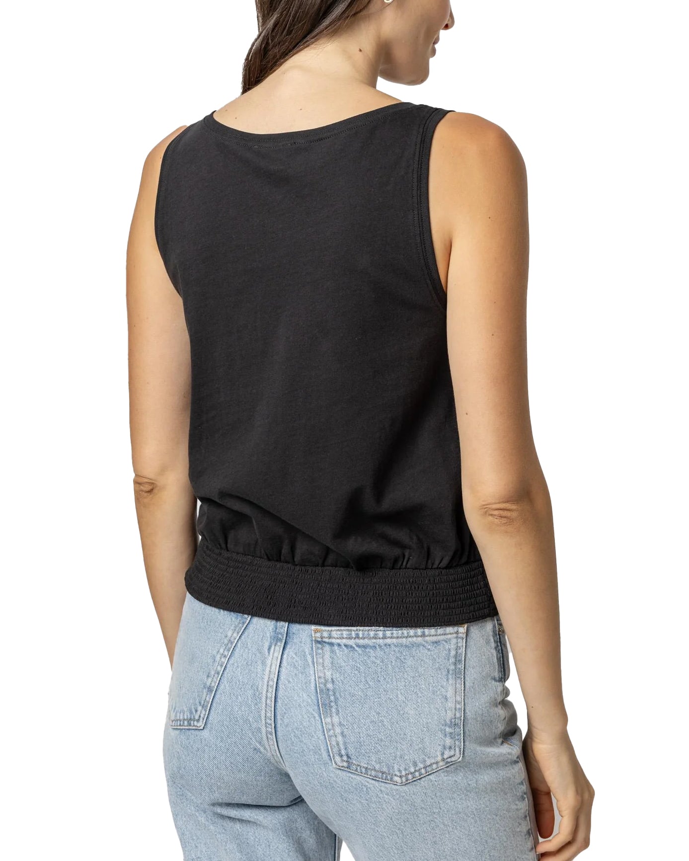 Smocked Hem Tank (Black)