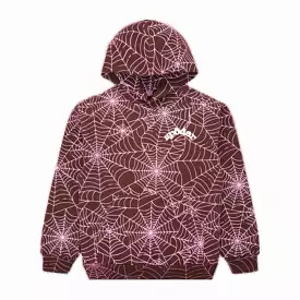 Sp5der 'AOP Web' Pullover Hoodie Brown SS24