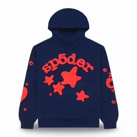 Sp5der 'Beluga' Pullover Hoodie Navy / Red SS24