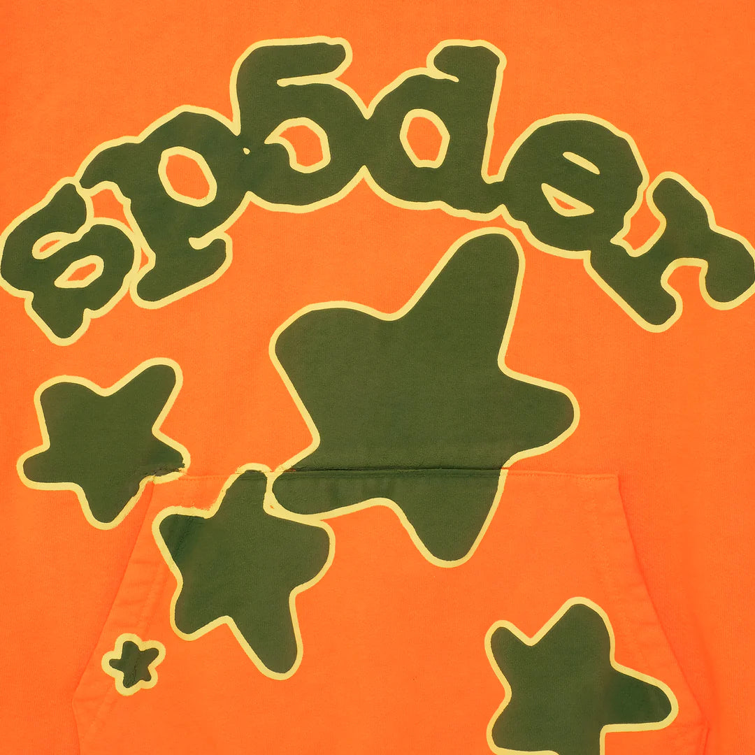 Sp5der 'Beluga' Pullover Hoodie Orange / Green FW23