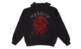 Sp5der OG Rhinestone Logo Hoodie Black