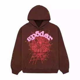 Sp5der 'OG Web' Pullover Hoodie Brown / Pink FW22