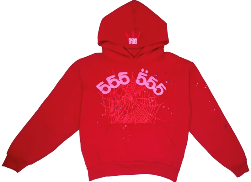 Sp5der Worldwide Red Angel Number 555 Hoodie Red