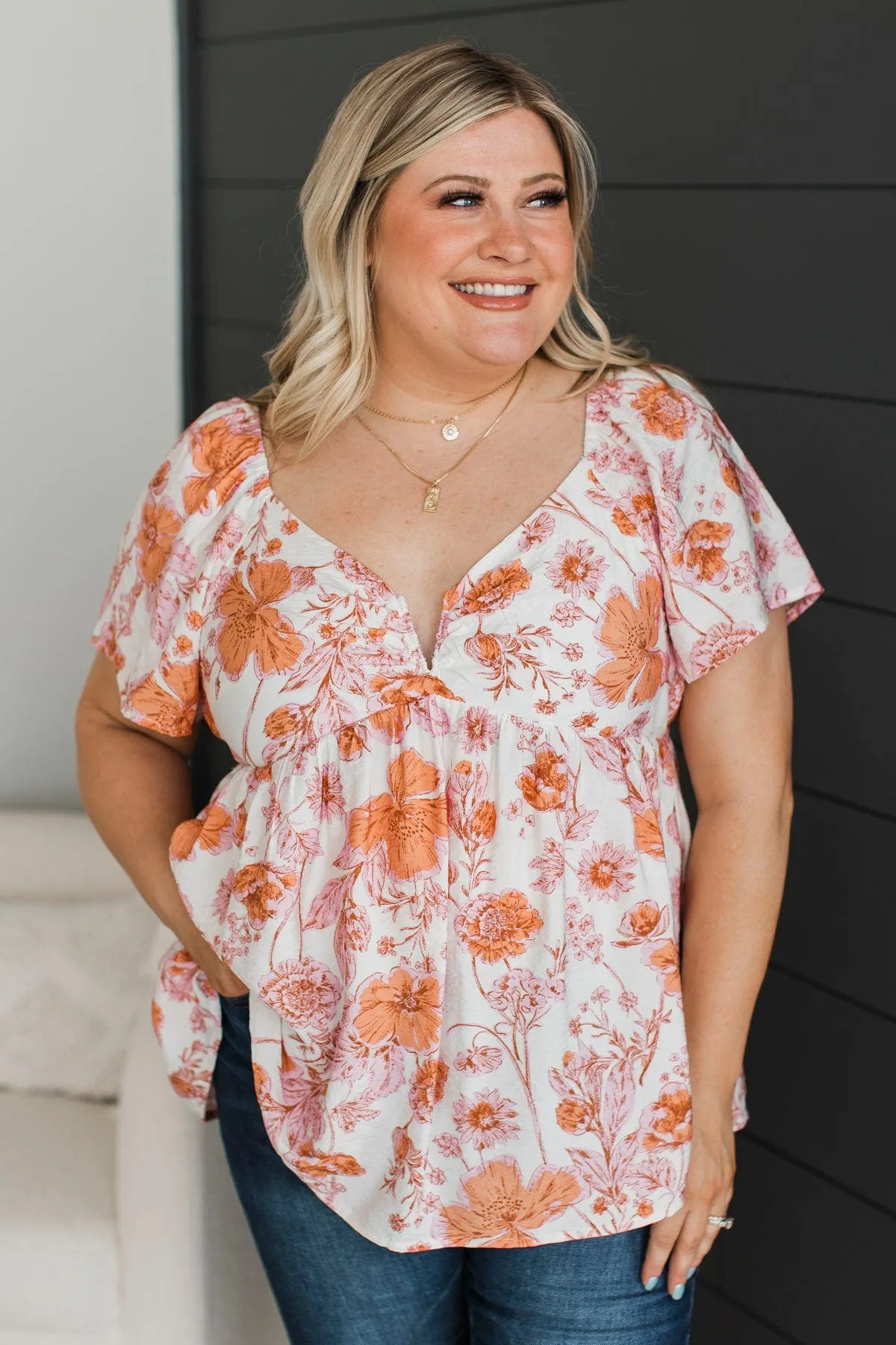 Summer's In The Air Floral Blouse- Apricot