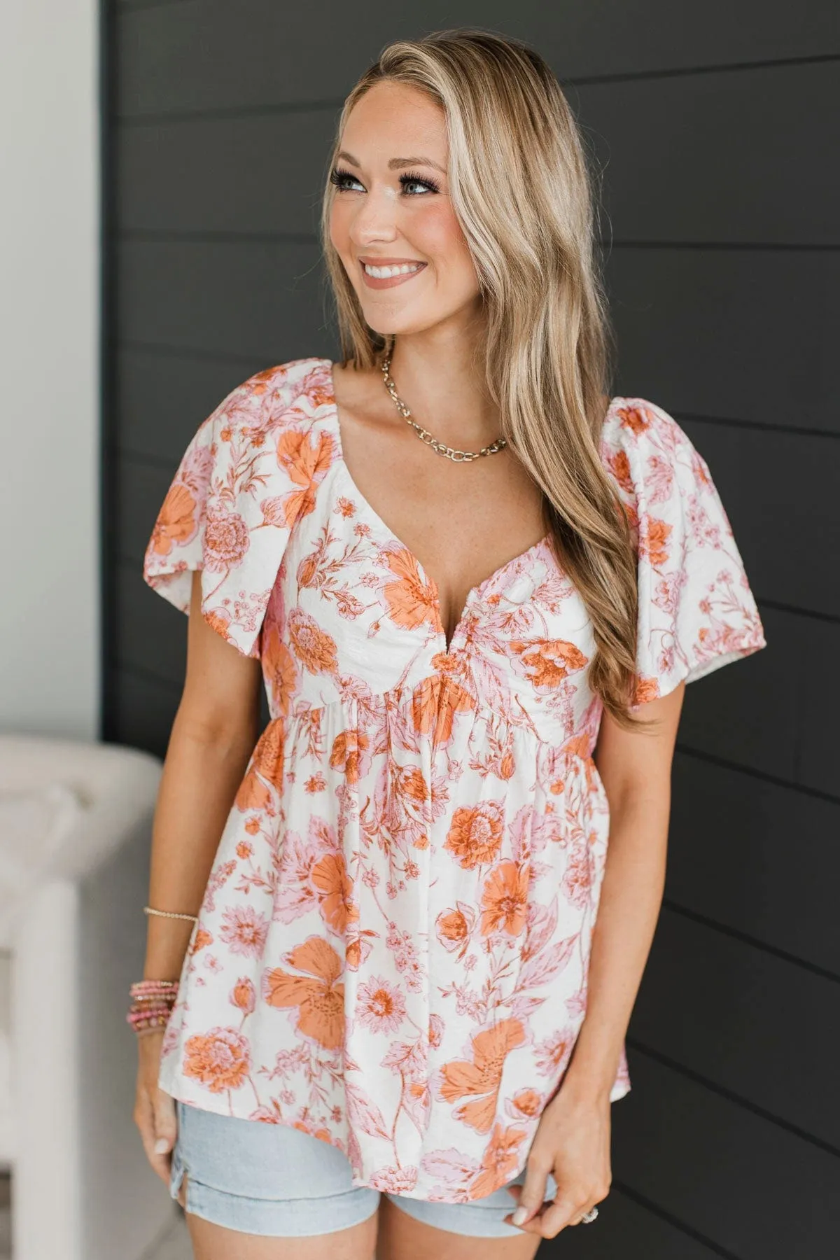 Summer's In The Air Floral Blouse- Apricot