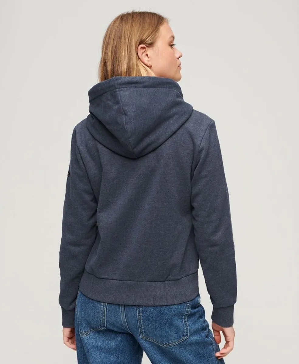 Superdry Womens Vintage Graphic Hooded Sweatshirts Indigo Marl