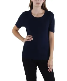 Tahari ASL Womens Knit Short Sleeve Crewneck Sweater