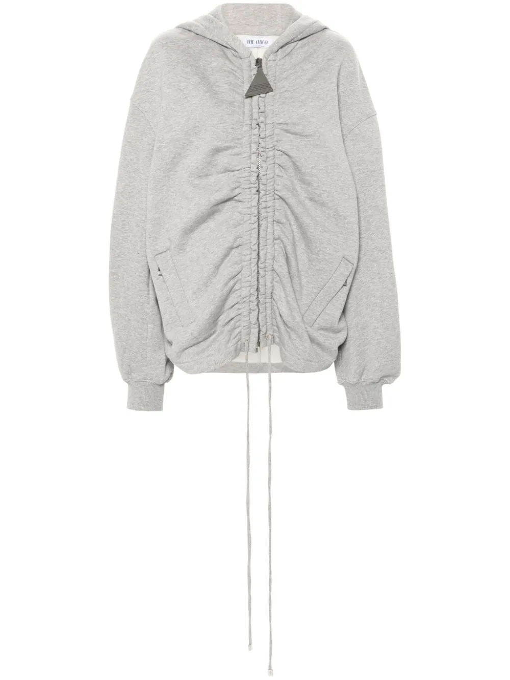 THE ATTICO Chic Grey Cotton Zip-Up Hoodie