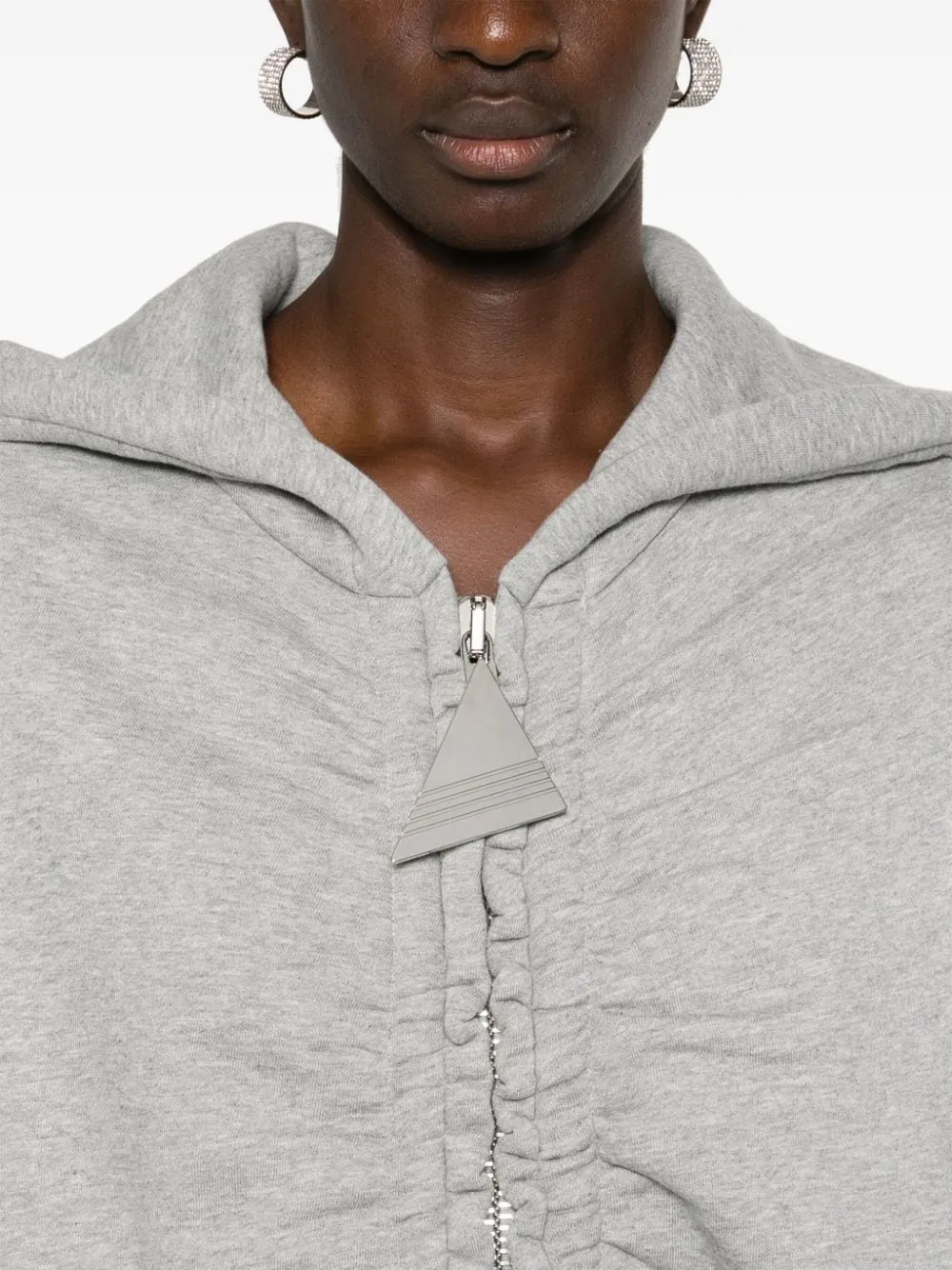 THE ATTICO Chic Grey Cotton Zip-Up Hoodie