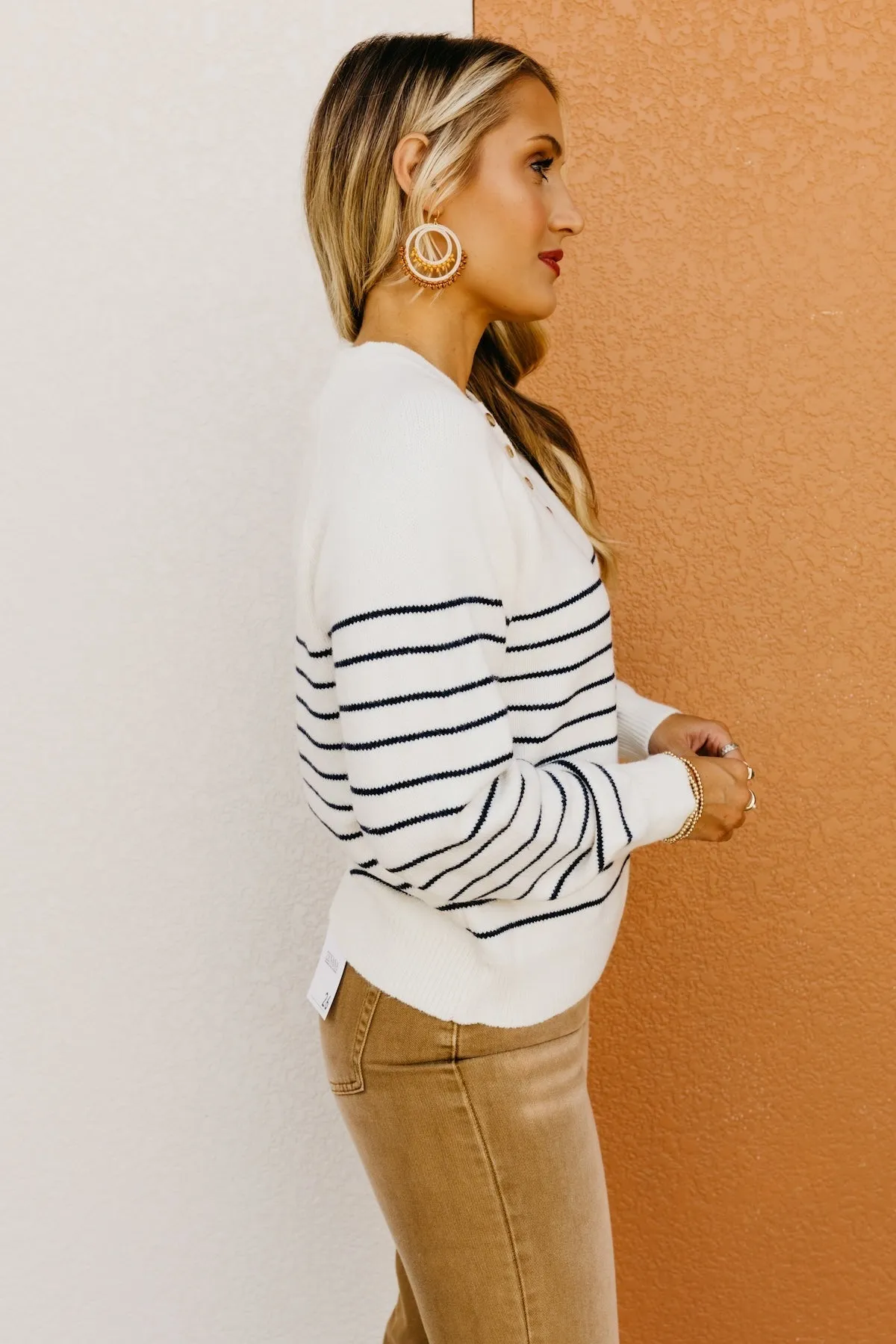 The Averie Striped Button Sweater