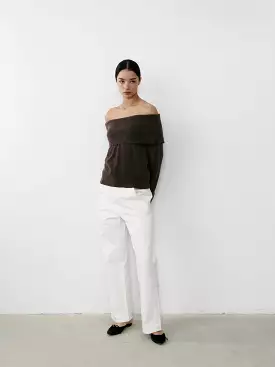 THE CASHMERE OFF SHOULDER - CHESTNUT BROWN