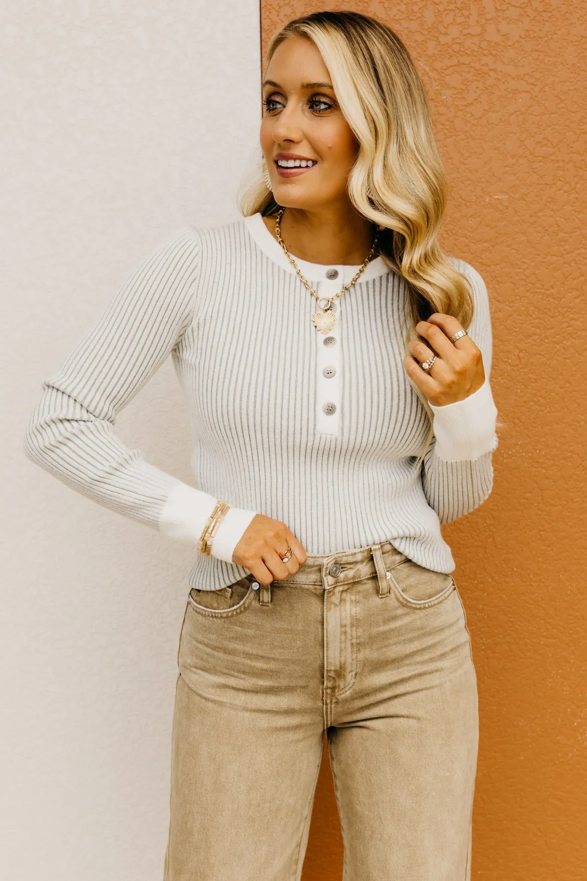 The Nala Ribbed Henley Sweater