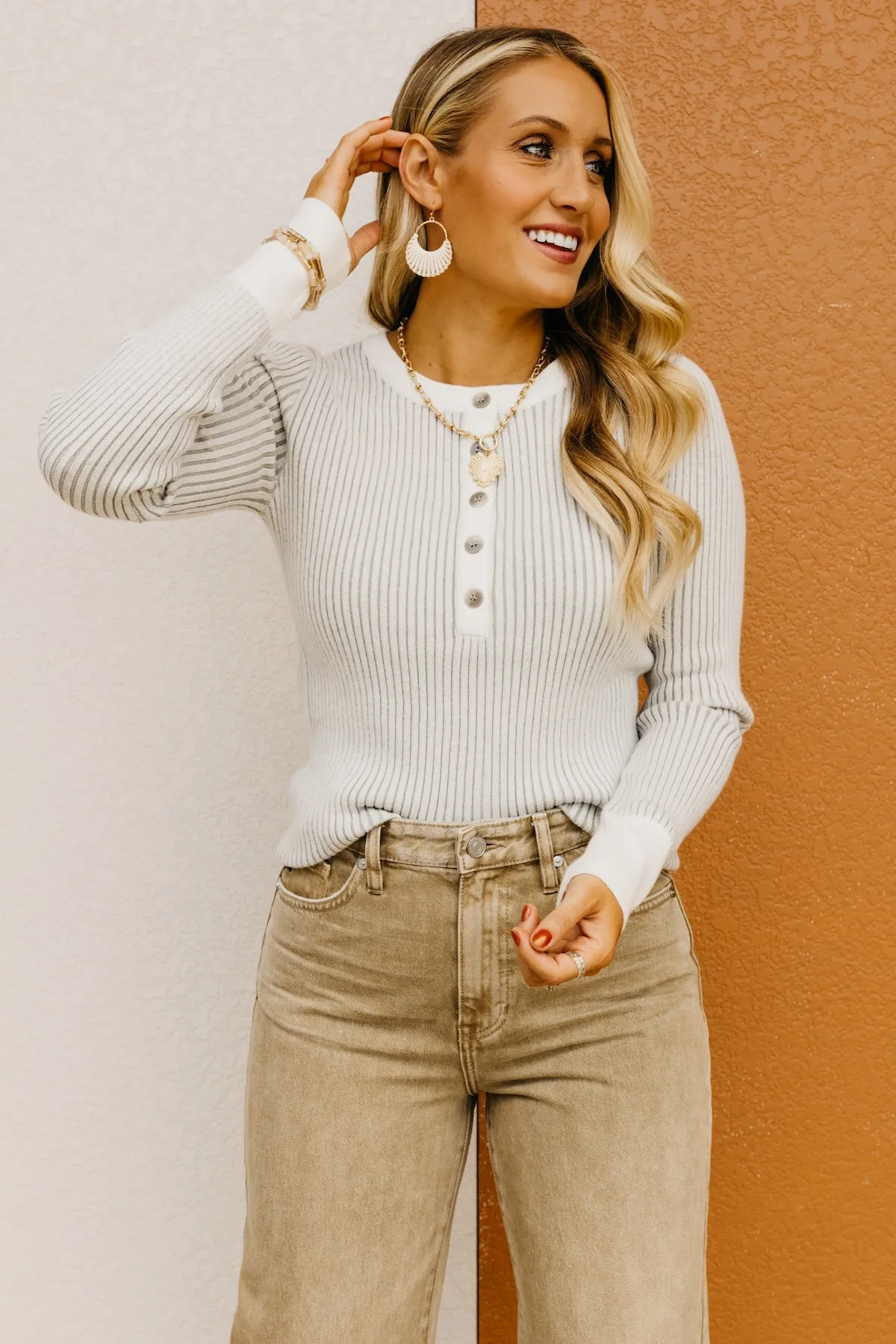 The Nala Ribbed Henley Sweater