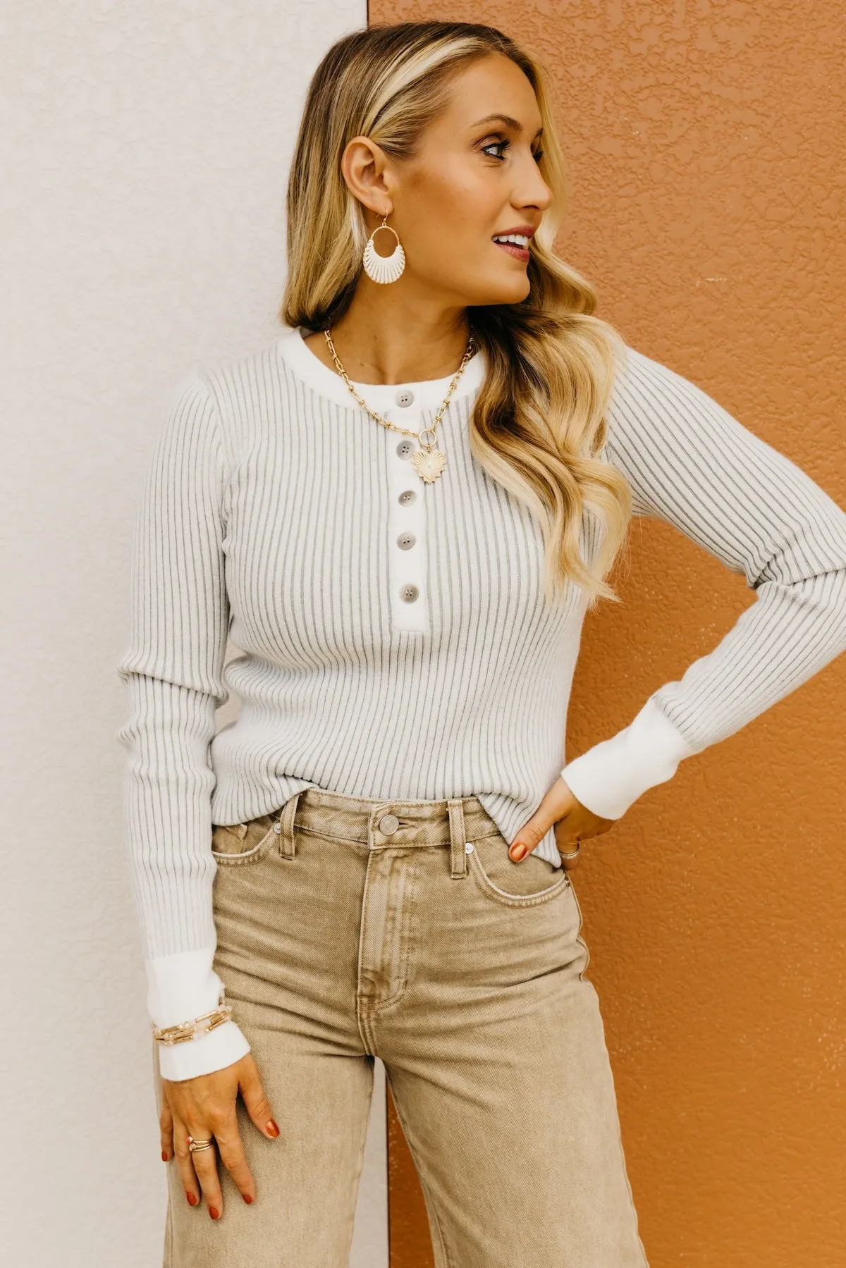 The Nala Ribbed Henley Sweater