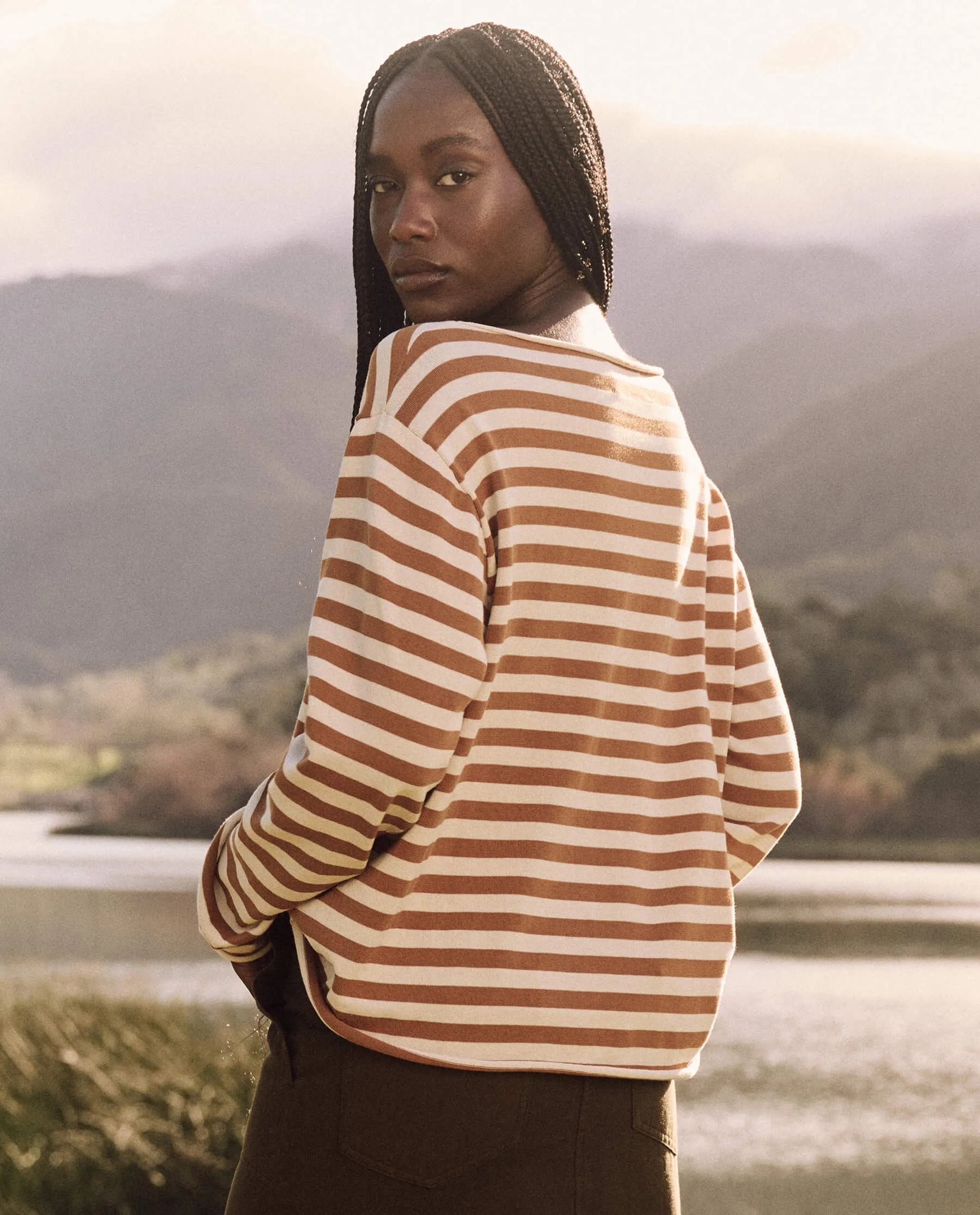 The Sailor Sweater. -- Camel Stripe