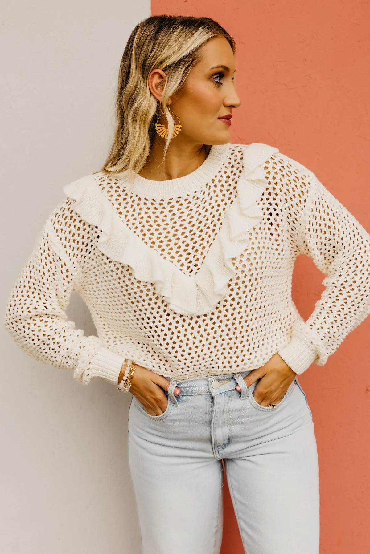 The Talia Ruffle Waffle Sweater