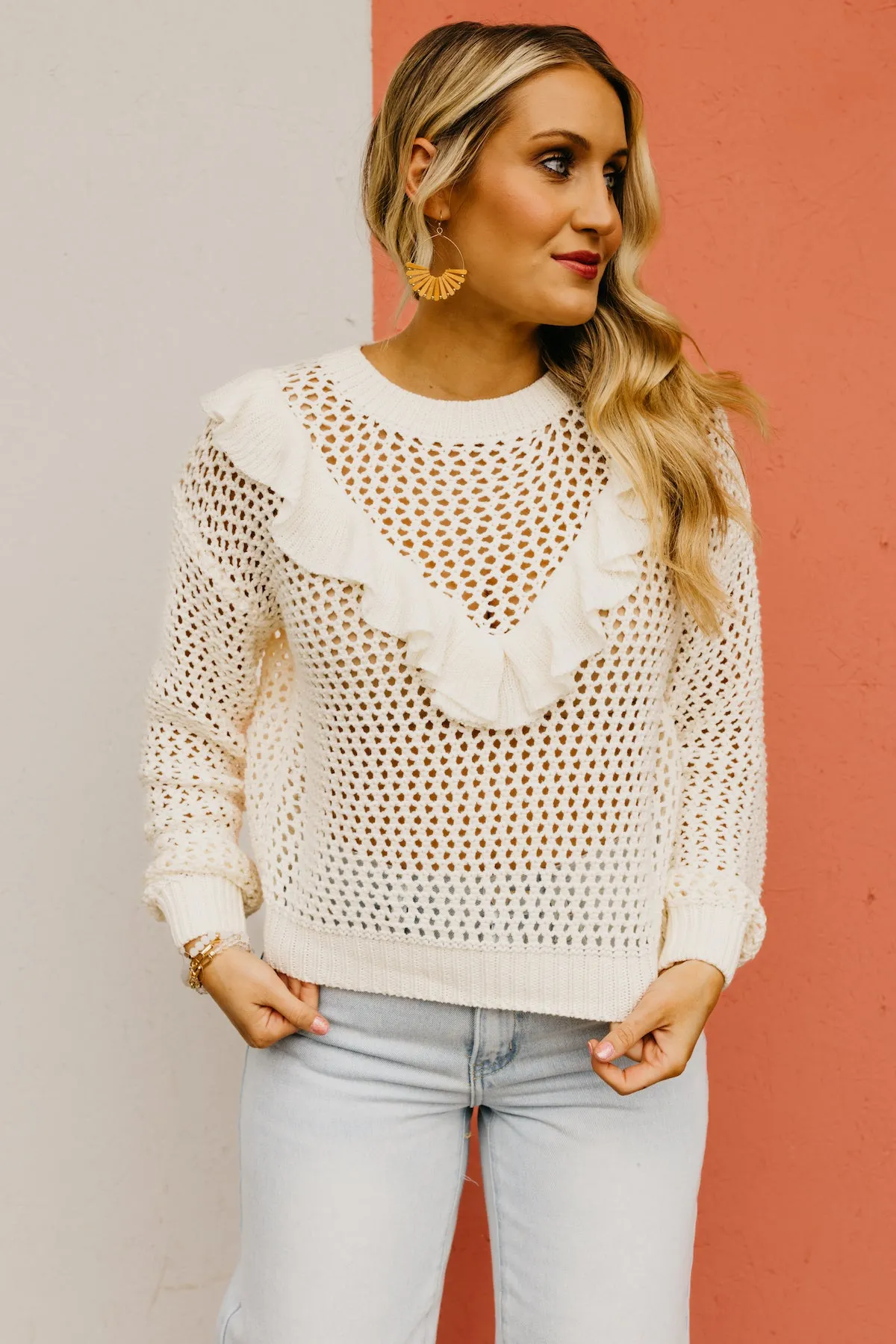 The Talia Ruffle Waffle Sweater