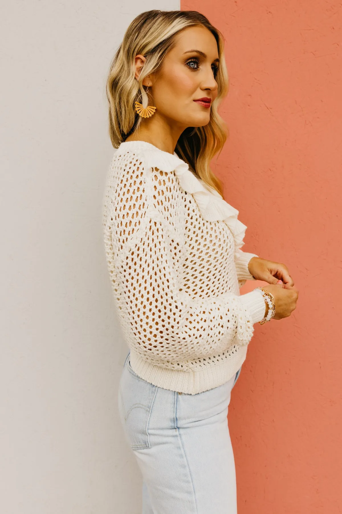 The Talia Ruffle Waffle Sweater