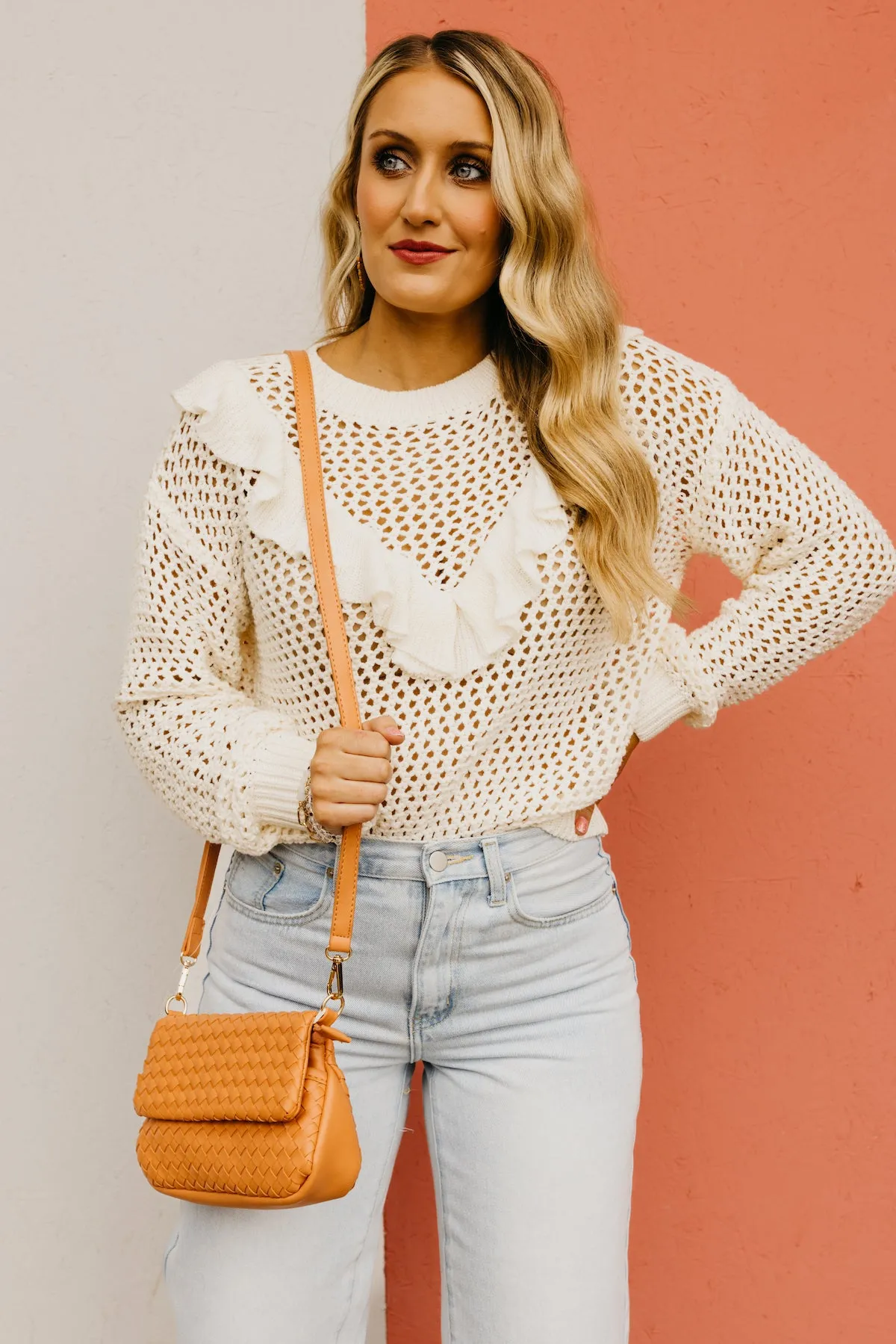 The Talia Ruffle Waffle Sweater