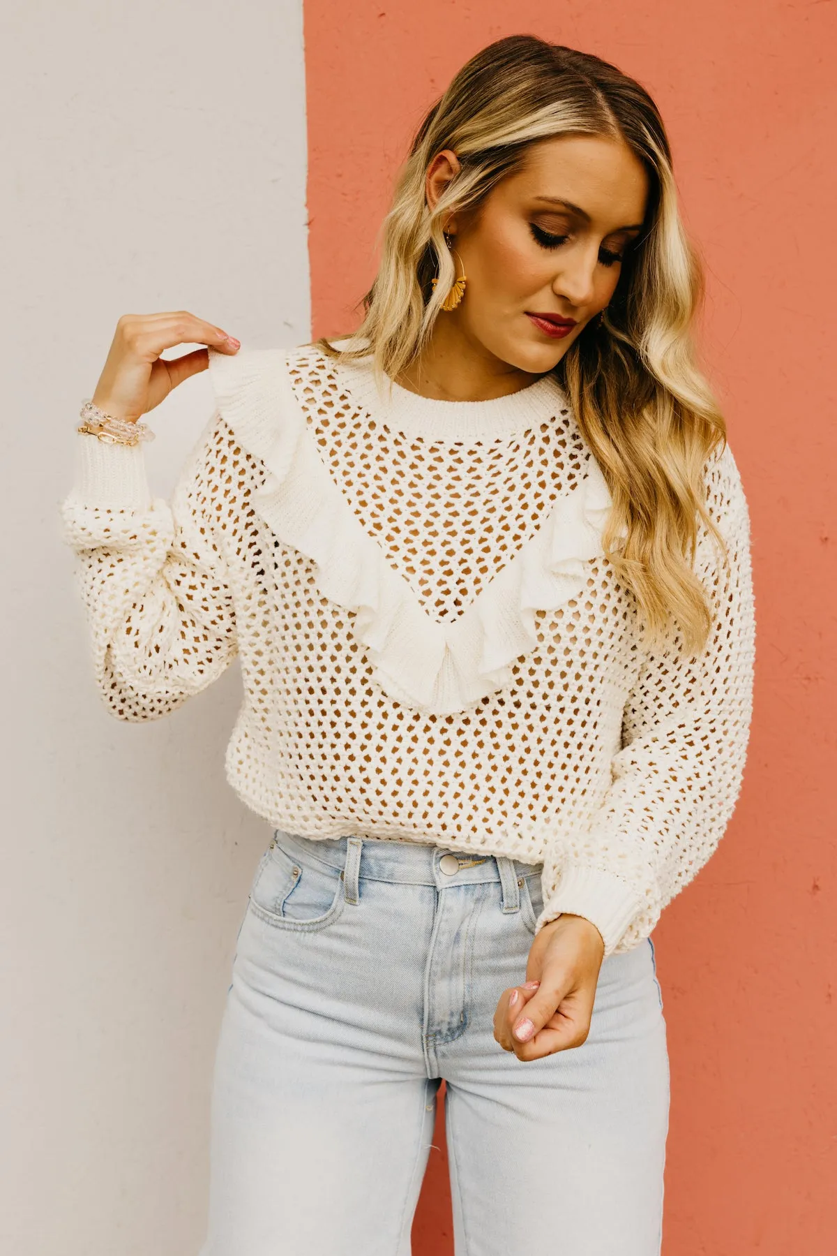 The Talia Ruffle Waffle Sweater