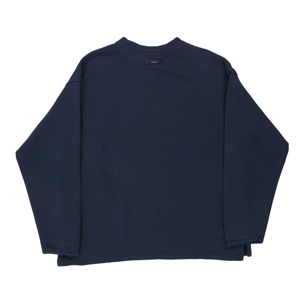 Tommy Jeans Spellout Sweatshirt - Large Navy Cotton Blend