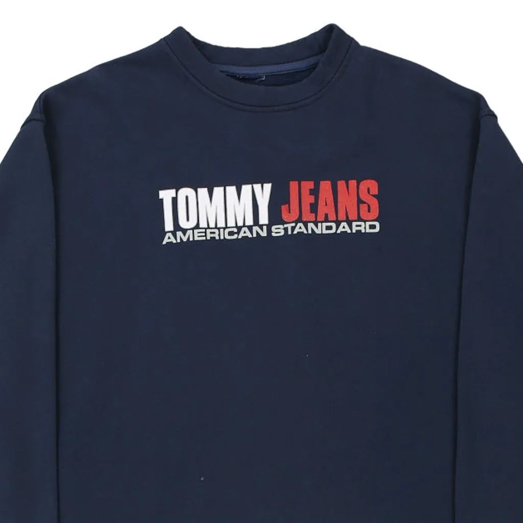 Tommy Jeans Spellout Sweatshirt - Large Navy Cotton Blend