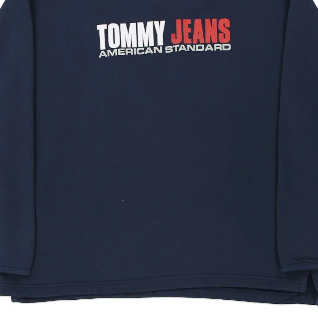 Tommy Jeans Spellout Sweatshirt - Large Navy Cotton Blend