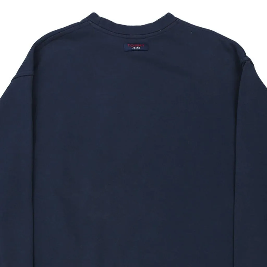 Tommy Jeans Spellout Sweatshirt - Large Navy Cotton Blend