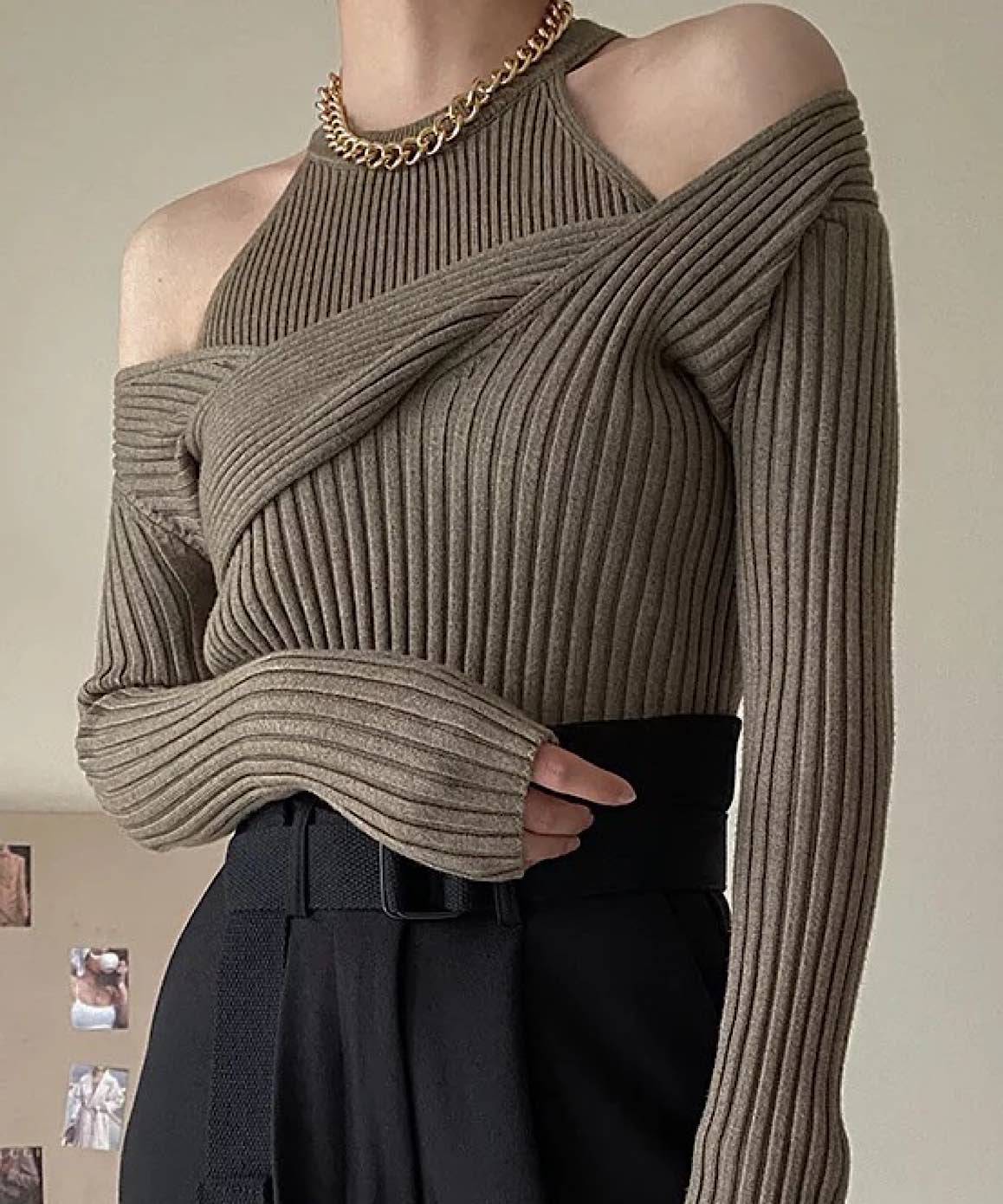 Two Piece Knit Sweater In Gray