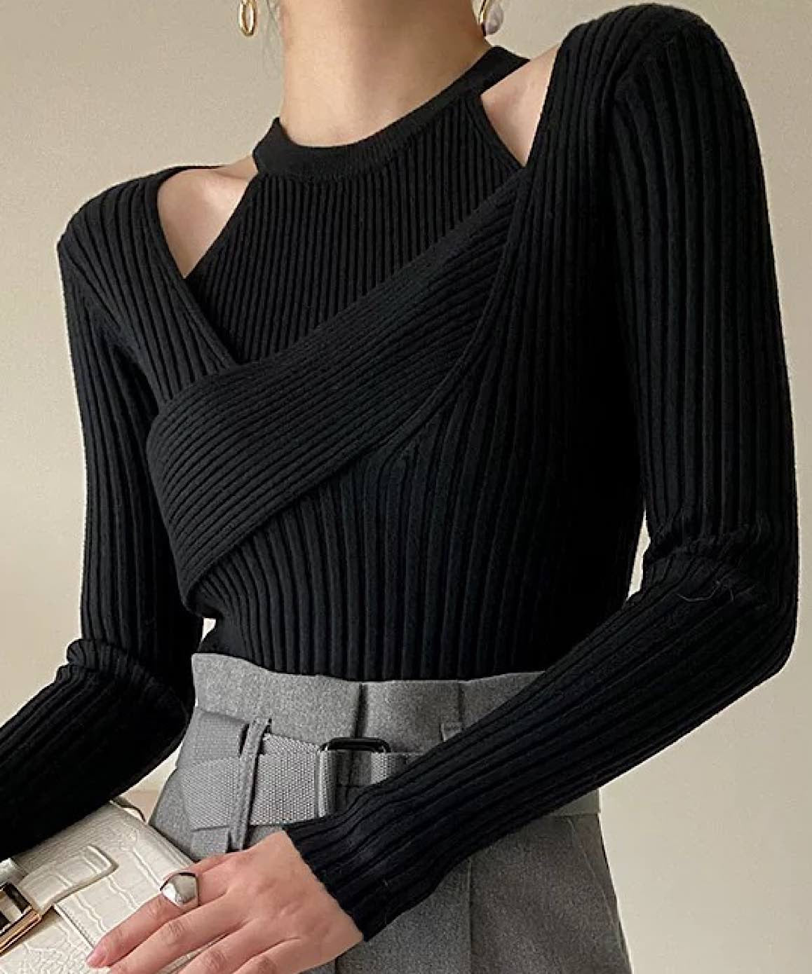 Two Piece Knit Sweater In Gray