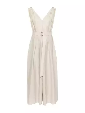 V-neck belted maxi dress