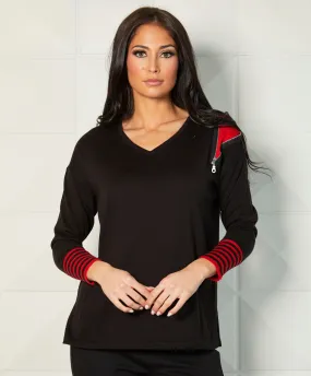 V-Neck Zipper Sweater