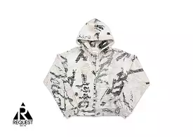 Vertabrae Zip Up Hoodie Ivory Graffiti