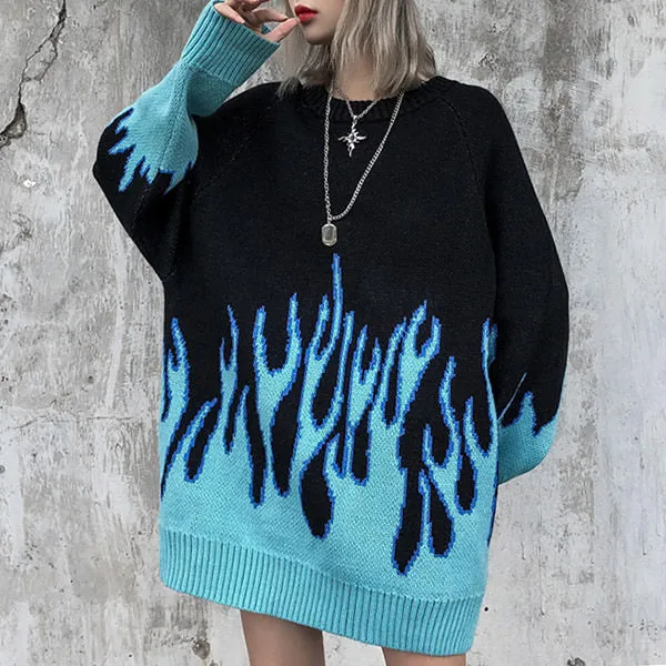 Vintage Blue Flame Sweater