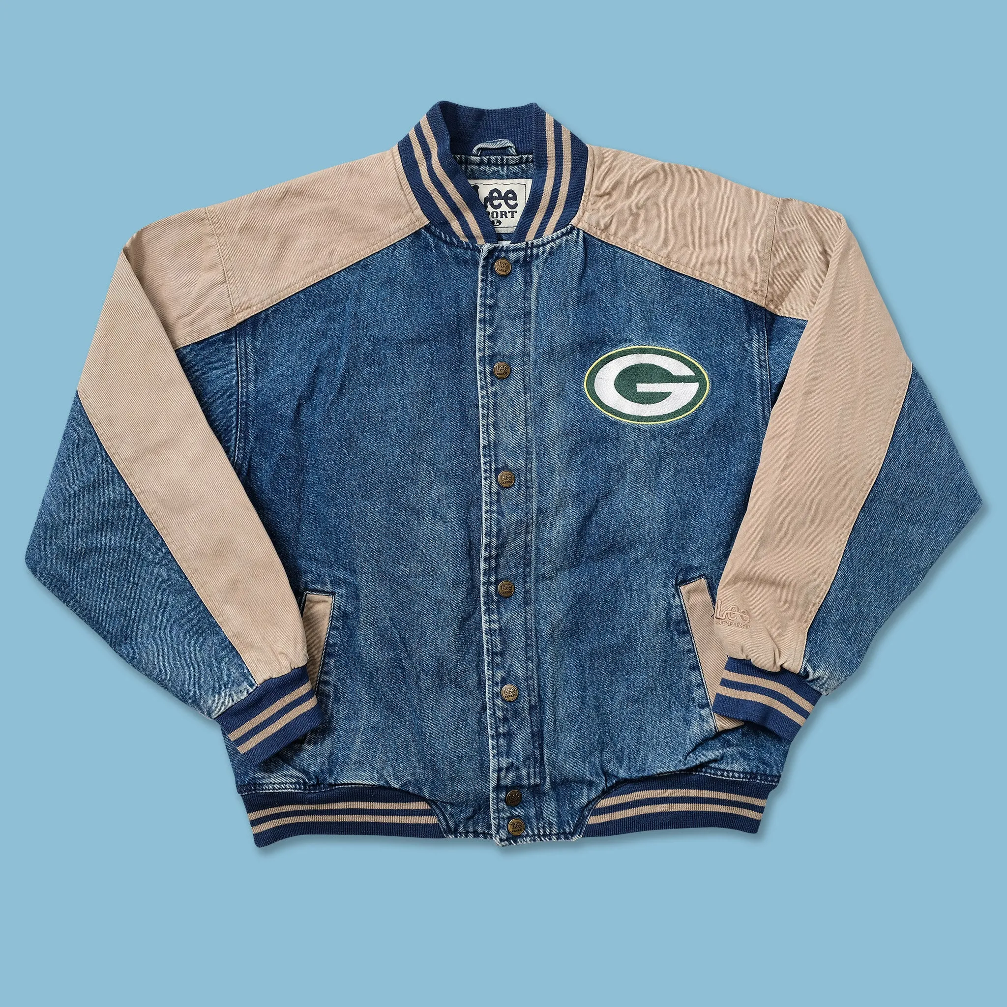 Vintage Greenbay Packers Denim Varsity Jacket Large