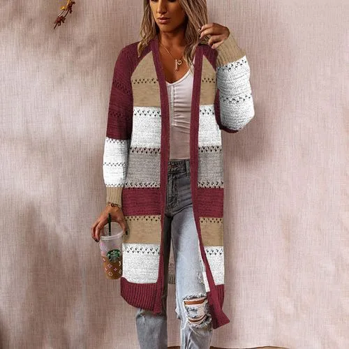 Women's Casual Plaid Patchwork Placket Sweater