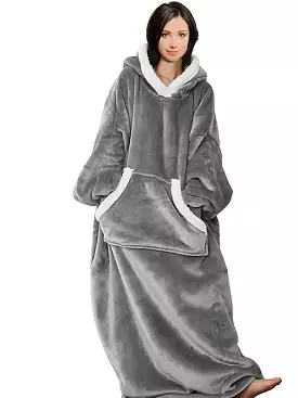 Women's Cozy Fleece Hooded Blanket Pajama Loungewear - Luxurious Cotton Comfort