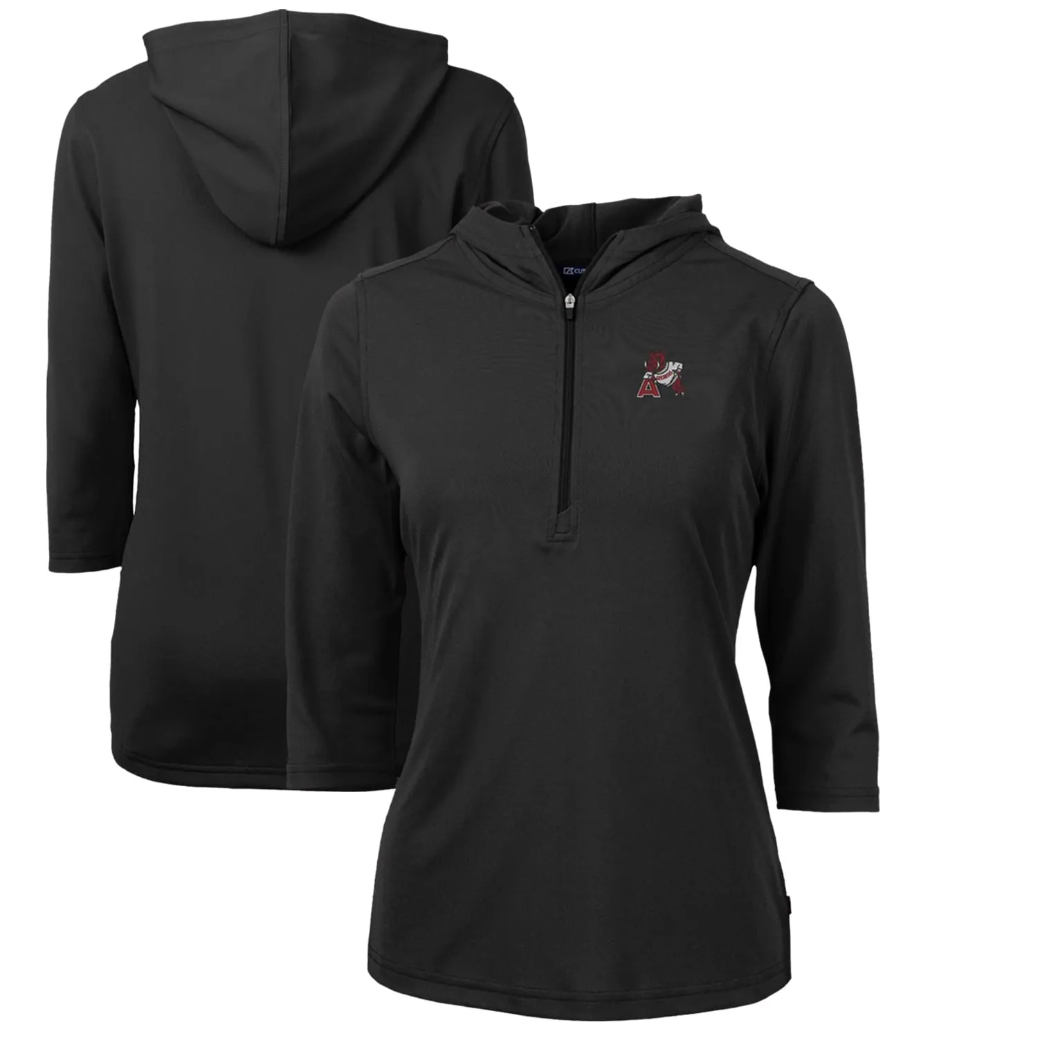 Women's Cutter & Buck Black Arkansas Razorbacks Vault Virtue Eco Pique Recycled Half-Zip Pullover Hoodie